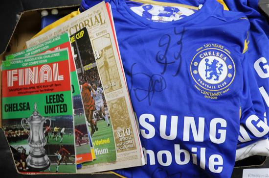 Chelsea Football Club c. 2004-2006 player signed merchandise including shirts, 2 flags and 4 photos, and vintage programmes